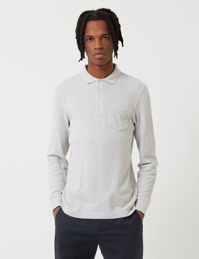 Barbour Cerwin Long Sleeve Polo Shirt - Ecru Marl