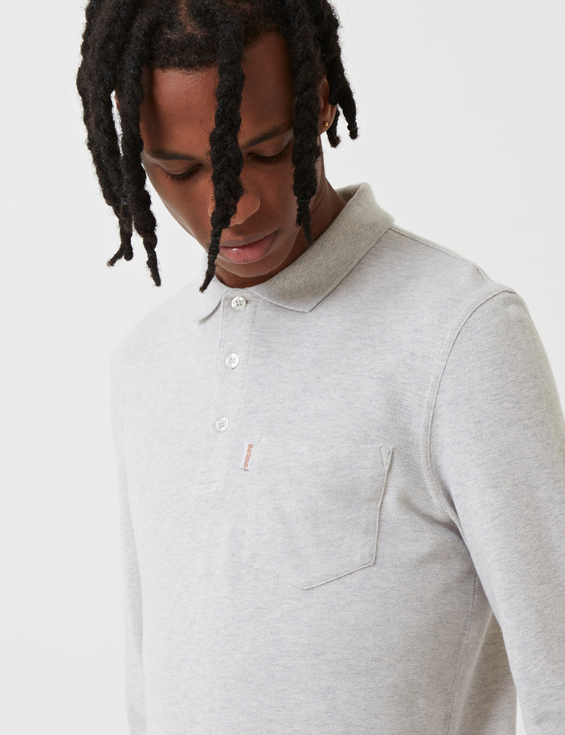 Barbour Cerwin Long Sleeve Polo Shirt - Ecru Marl