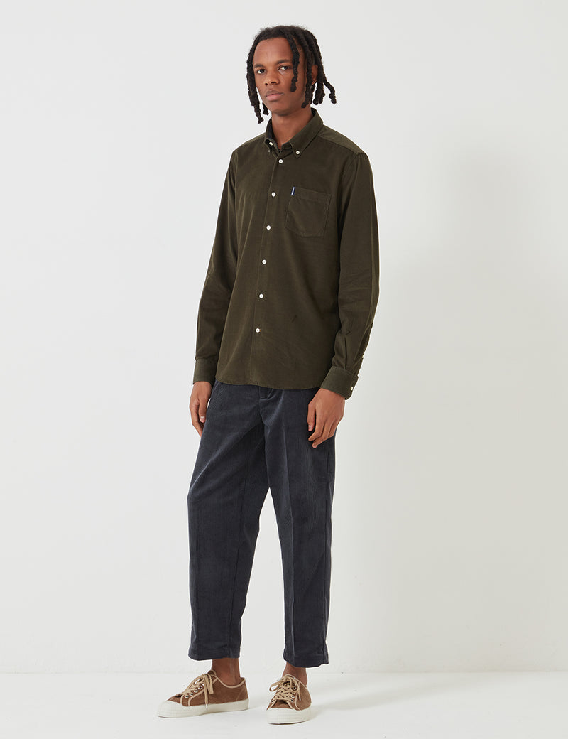 Barbour Cord 1 Tailored Shirt Forest Green URBAN EXCESS