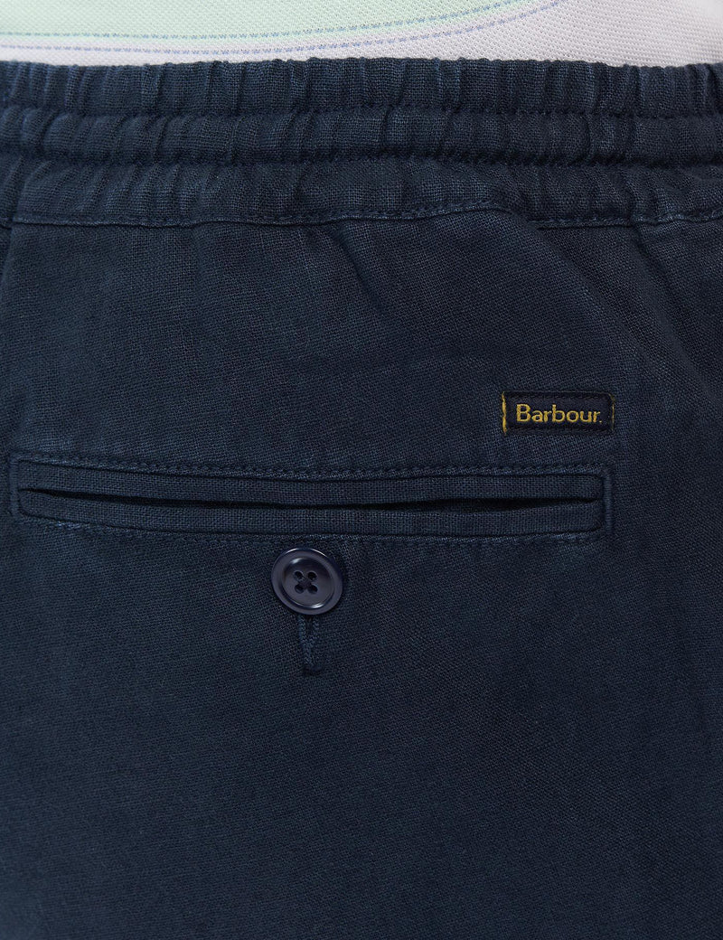 Barbour Linen Cotton Mix Shorts - City Navy Blue