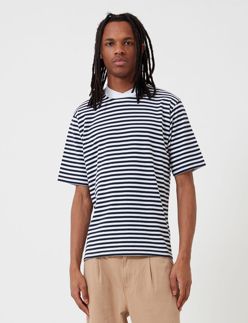 T-Shirt Barbour Inver Stripe (White Label) - Bleu Marine