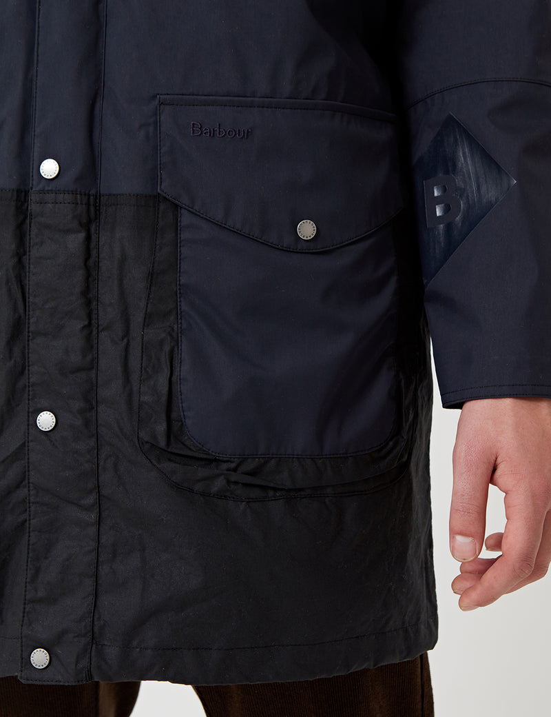 Barbour x Wood Wood Amager Wax Jacket Navy URBAN EXCESS