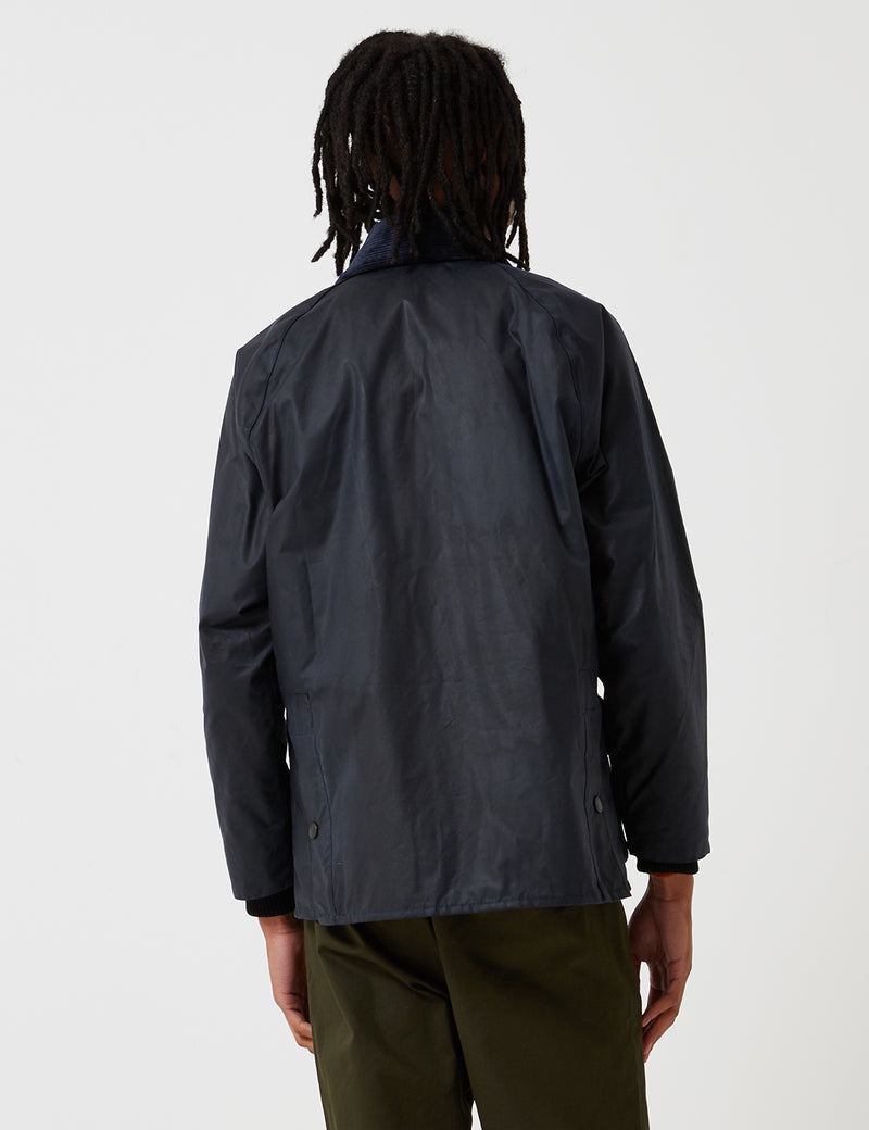 Barbour Waxed Bedale Jacket - Navy Blue