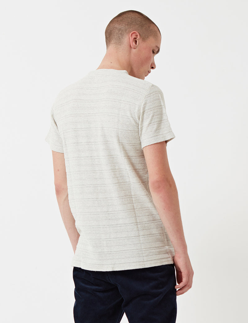 Norse Projects Niels Textured Stripe T-Shirt - Ecru
