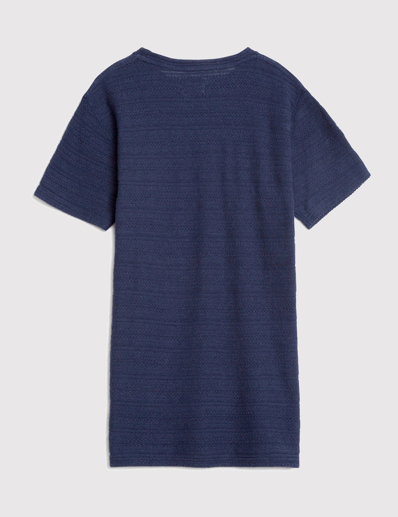 Norse Projects Niels Textured Stripe T-Shirt - Navy