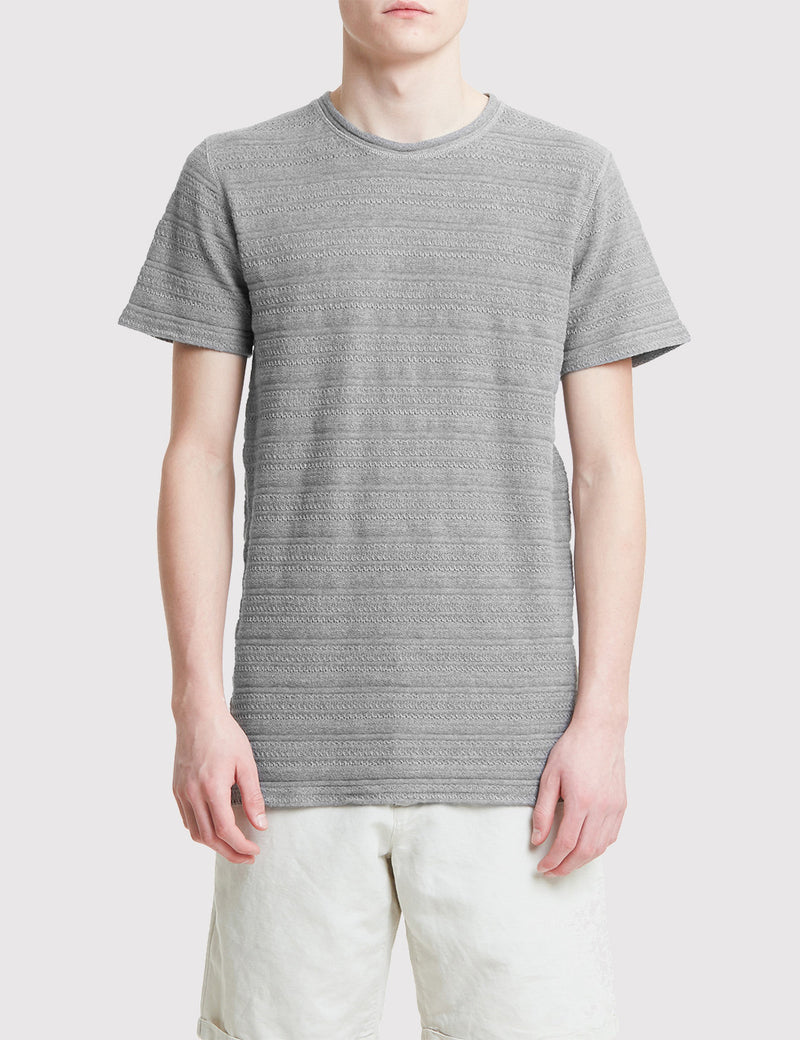 Norse Projects Niels Textured Stripe T-Shirt - Navy