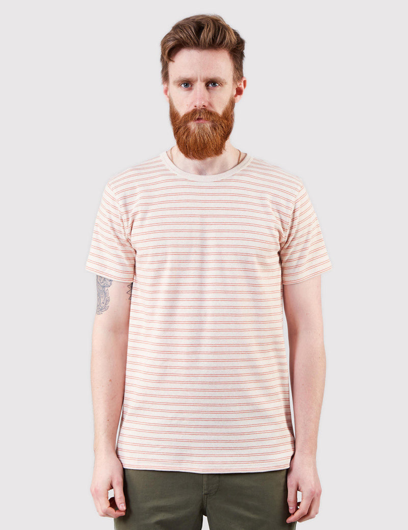 Norse Projects Niels Interlock T-Shirt - Ecru/Orange