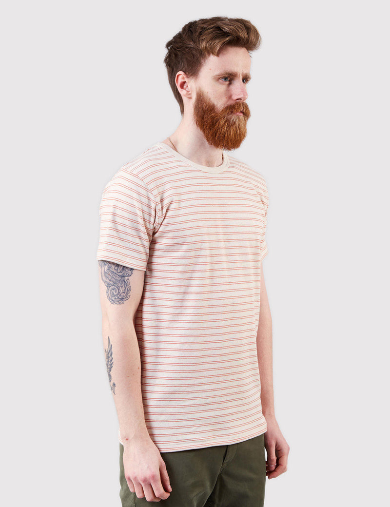 Norse Projects Niels Interlock T-Shirt - Ecru/Orange
