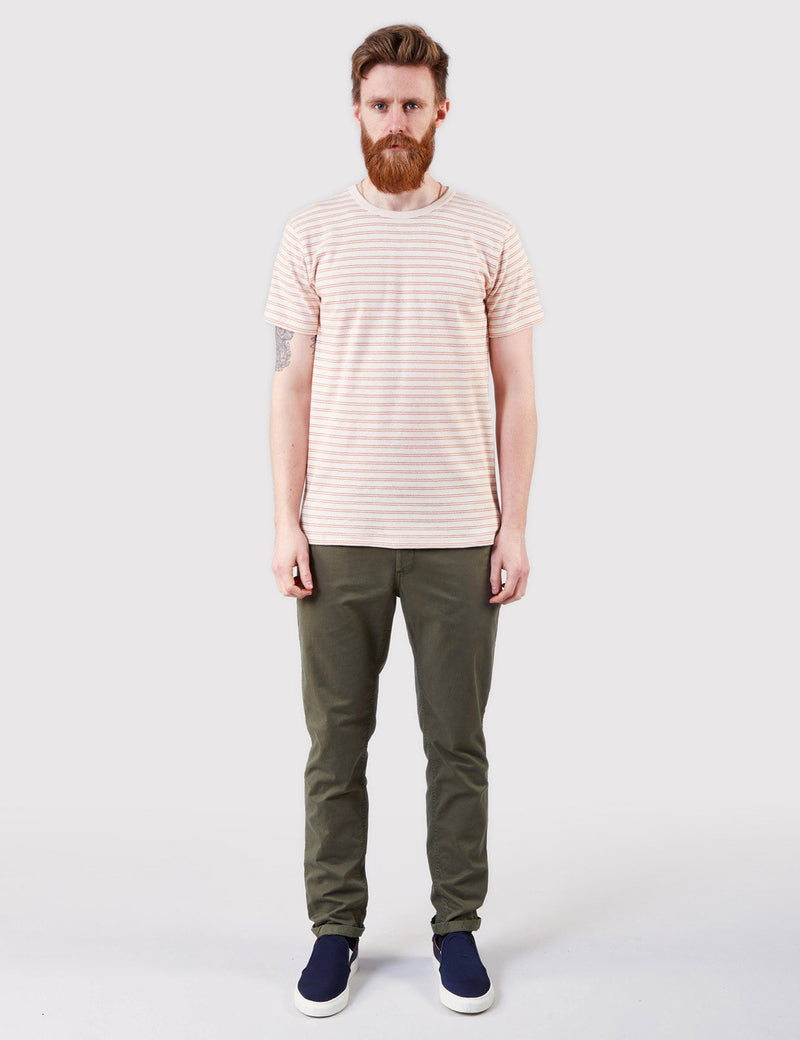 Norse Projects Niels Interlock T-Shirt - Ecru/Orange