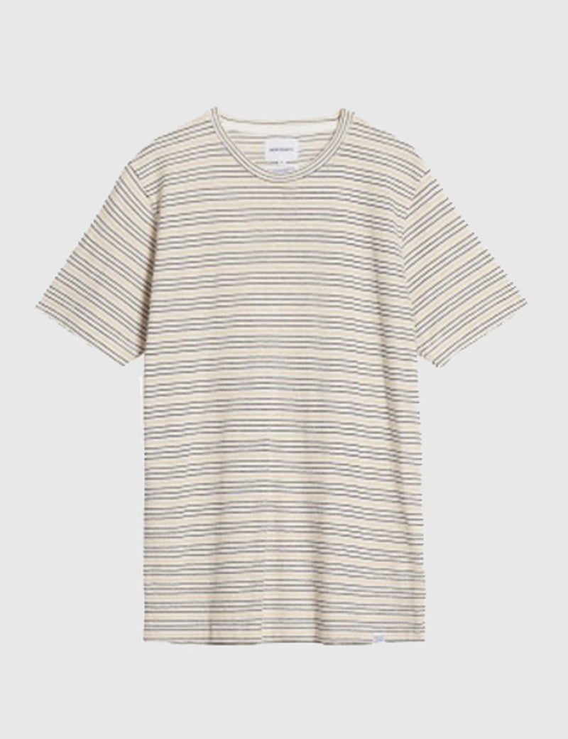 Norse Projects James Fine Stripe T-Shirt - Dried Olive