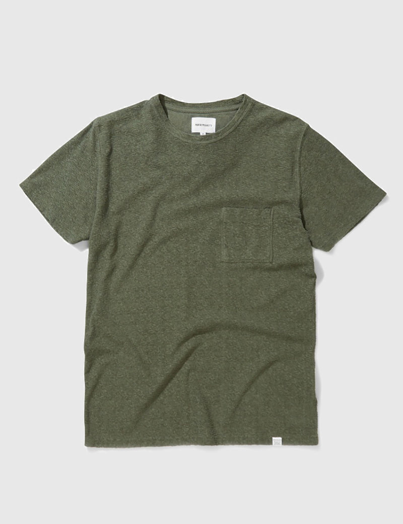 T-Shirt à Poche Japonais Norse Projects Niels - Olive séchée