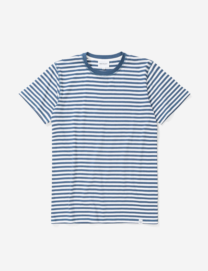 Norse Projects Niels Klassische Streifen-T-Shirt - Annodized Blau