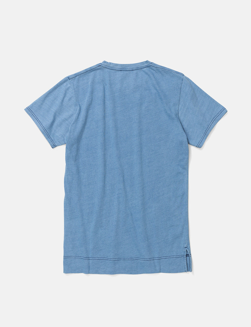 Norse Projects Niels 인디고 티셔츠-Sunwashed Blue