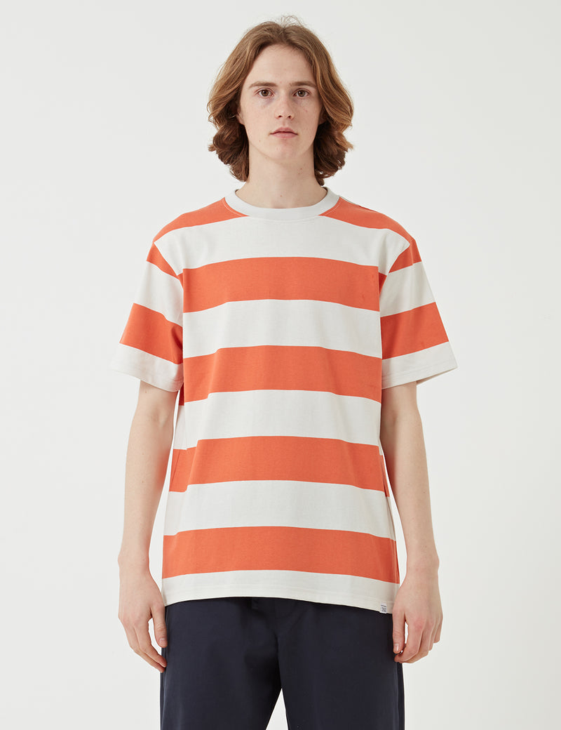 Norse Projects Johannes Wide Stripe T-Shirt - Burned Red