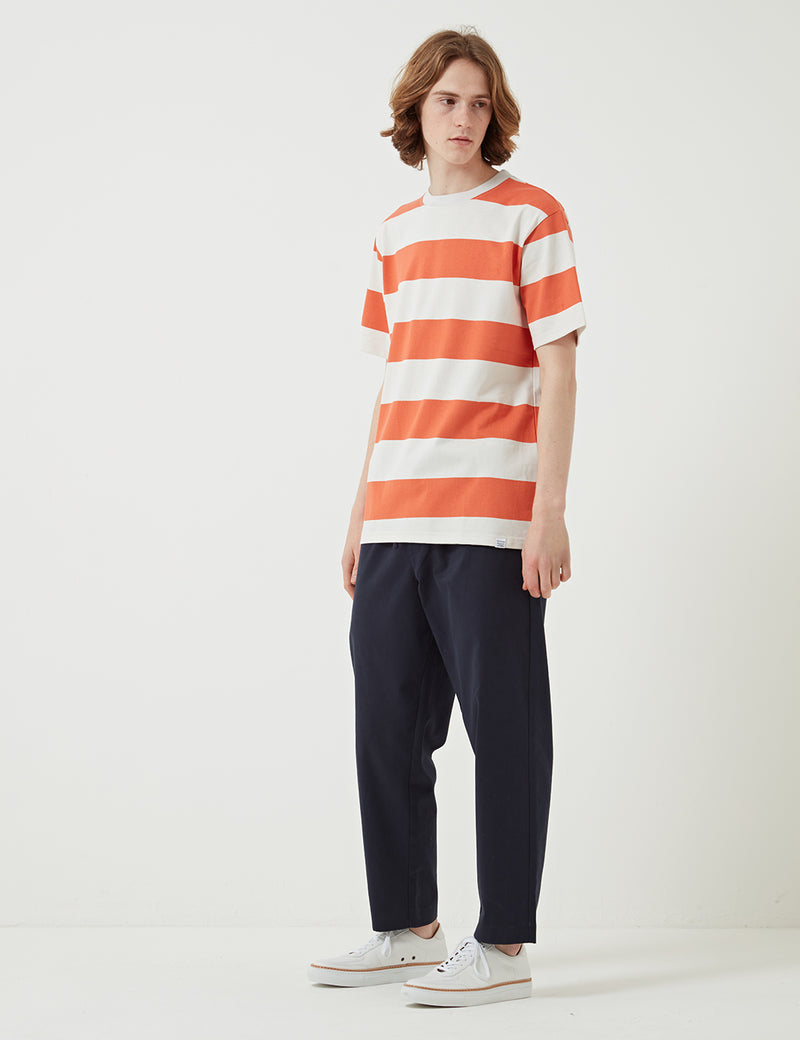 Norse Projects Johannes Wide Stripe T-Shirt - Burned Red