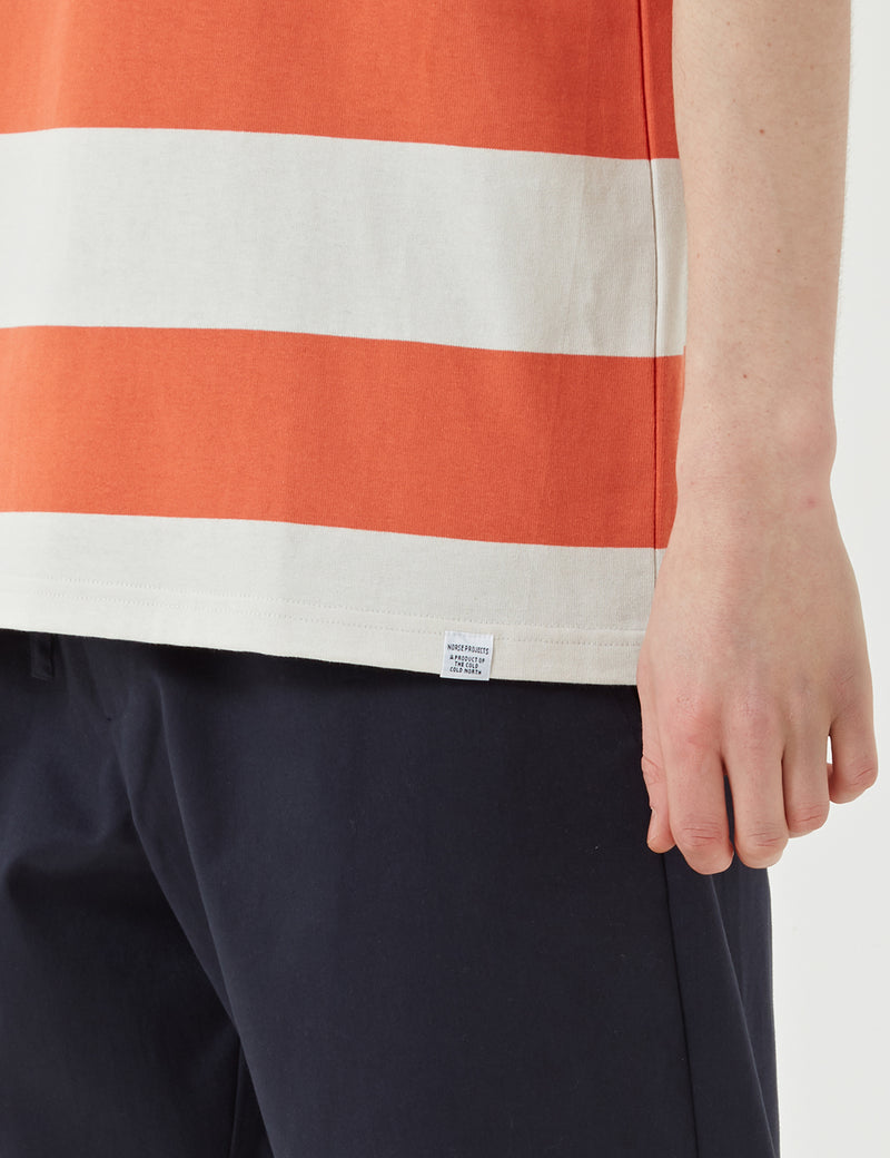 Norse Projects Johannes Wide Stripe T-Shirt - Burned Red