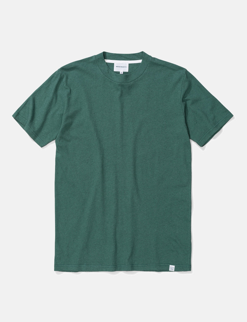 NorseProjectsジェームズコットンリネンTシャツ-昆布グリーン
