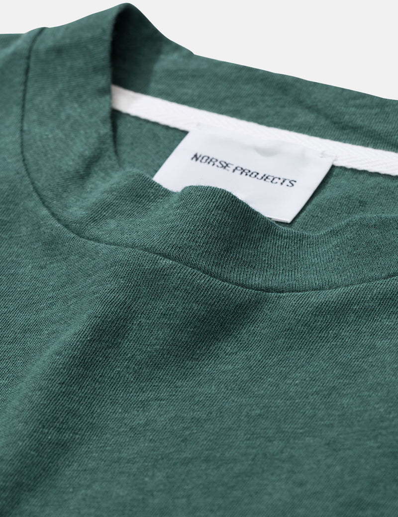 Norse Projects James Cotton Linen T-Shirt - Kelp Green