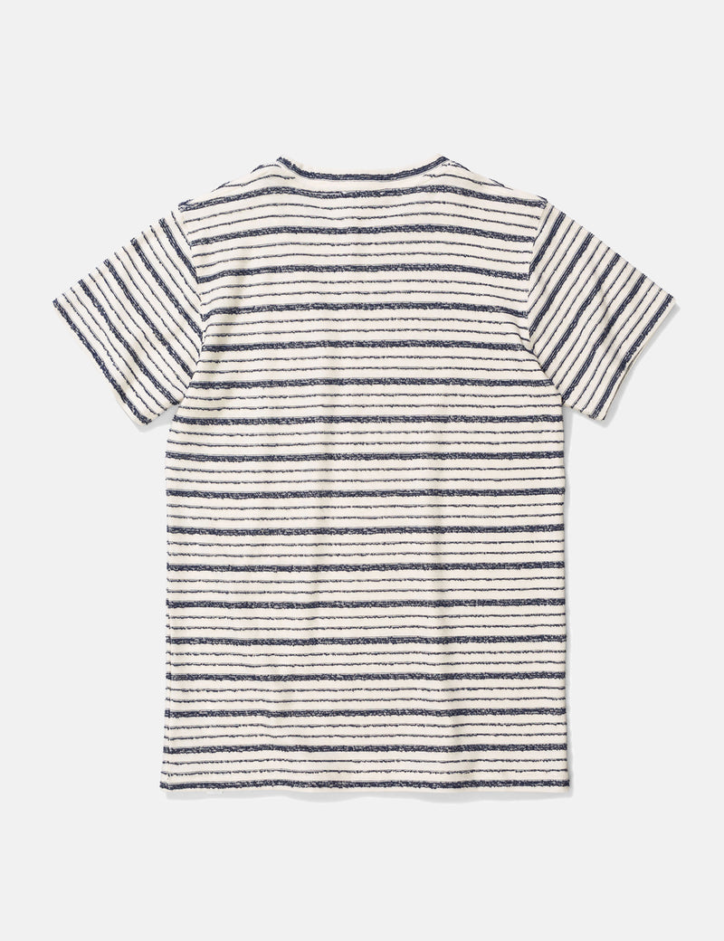 Norse Projects Niels Texture Stripe T-Shirt - Dark Navy