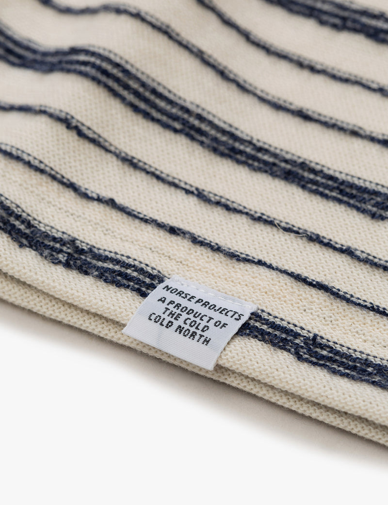 Norse Projects Niels Texture Stripe T-Shirt - Dark Navy