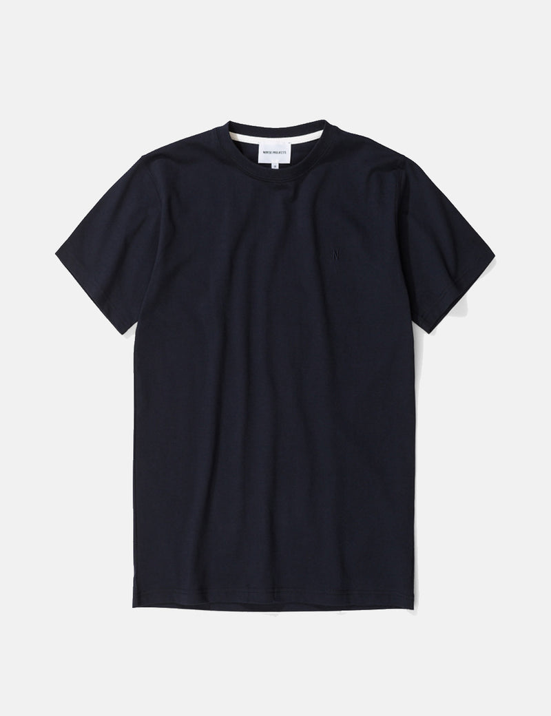 Norse Projects Niels Standard-Logo Patch T-Shirt - Dark Navy Blau