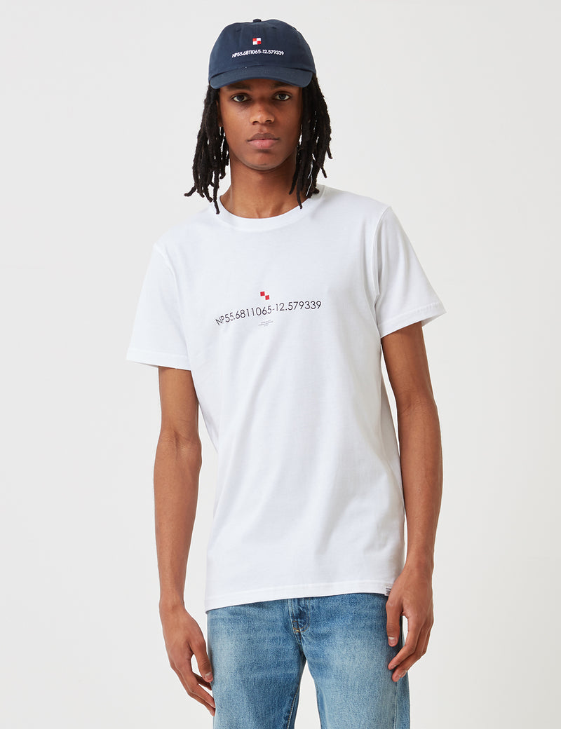 Norse Projects Niels Coordinates Logo T Shirt White URBAN EXCESS