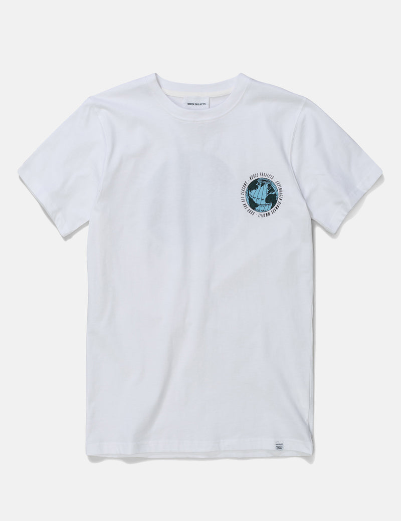 T-Shirt à Logo Niels Globe Norse Projects - Blanc