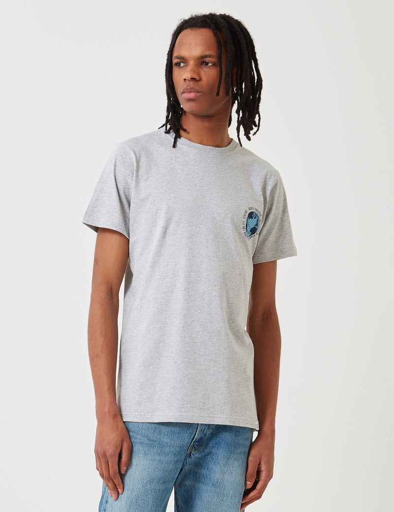Norse Projects Niels Globe Logo T-Shirt - Light Grey Melange