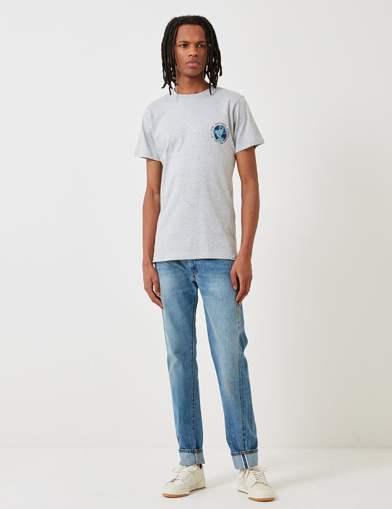 Norse Projects Niels Globe Logo T-Shirt - Light Grey Melange
