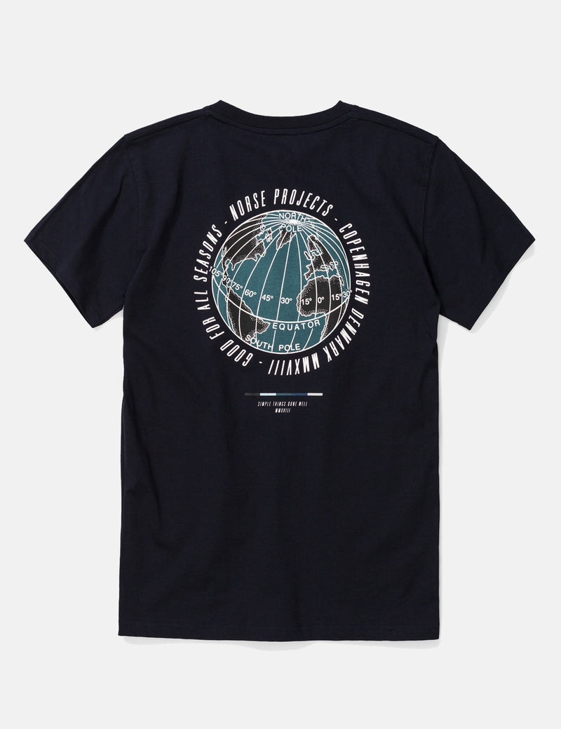 Norse Projects Niels Globe Logo T-Shirt - Dark Navy