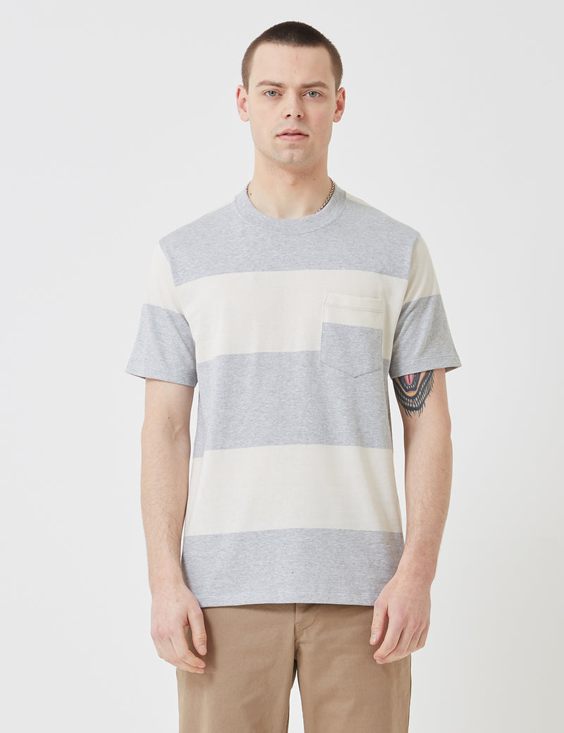 Norse Projects Johannes Block Stripe T-Shirt - Light Grey Melange