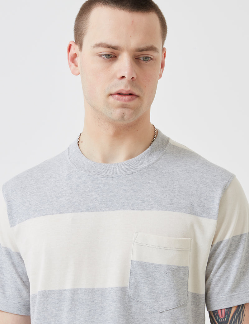 Norse Projects Johannes Block Stripe T-Shirt - Light Grey Melange