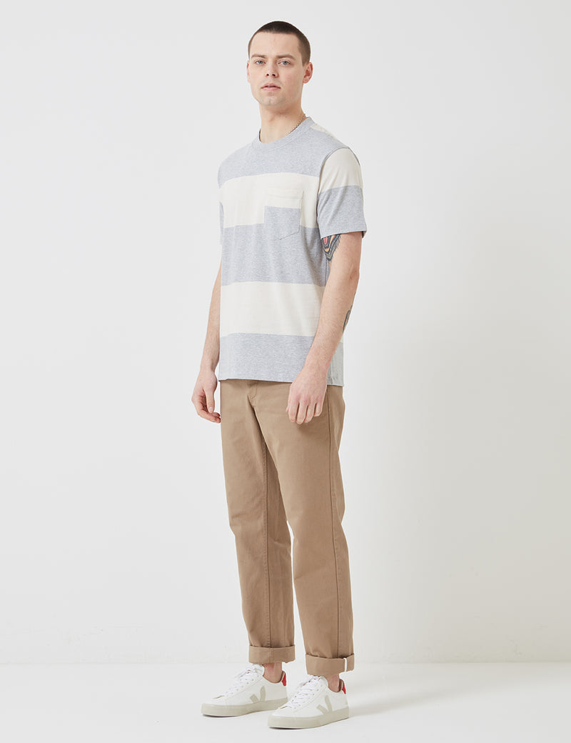 Norse Projects Johannes Block Stripe T-Shirt - Light Grey Melange