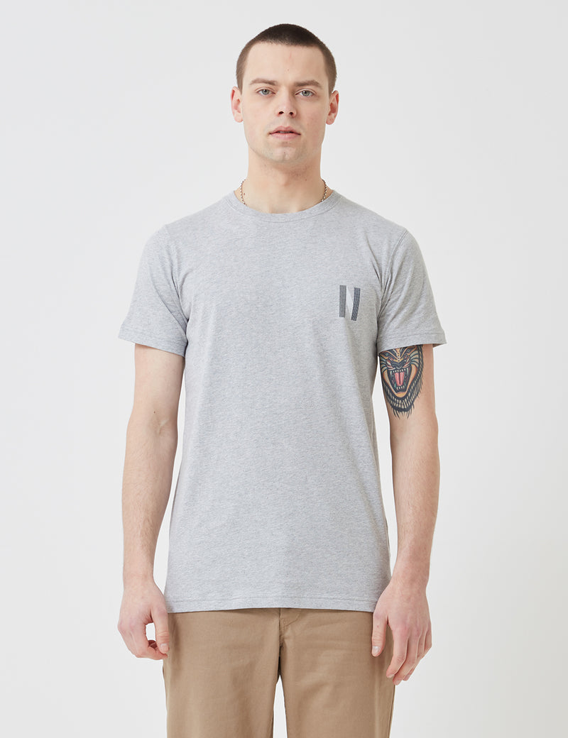 Norse Projects Niels Multi Logo T-Shirt - Light Grey Melange
