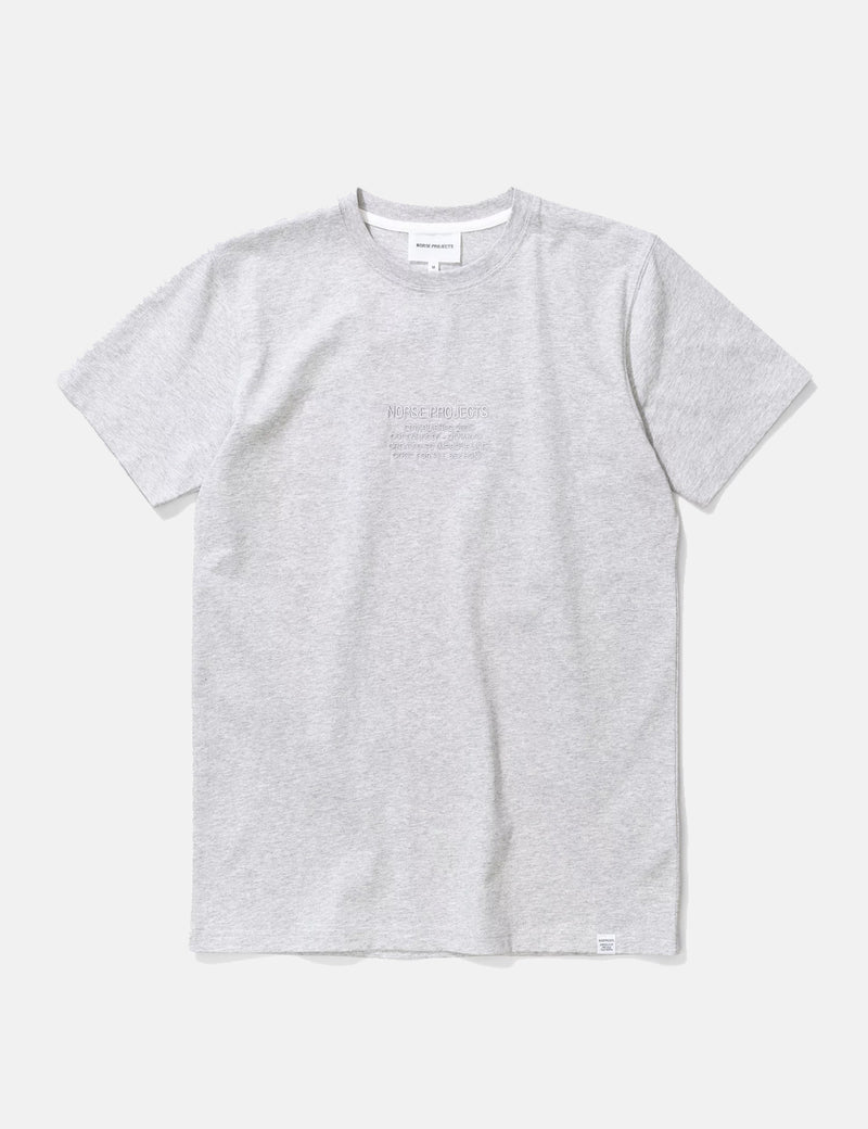 Norse Projects Niels Centre Logo T-Shirt - Light Grey Melange