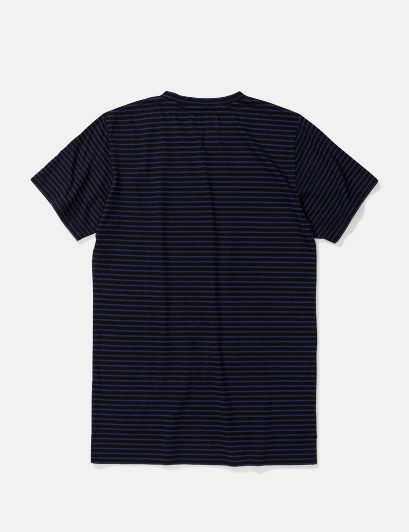 Norse Projects Niels Indigo Stripe T-Shirt - Black