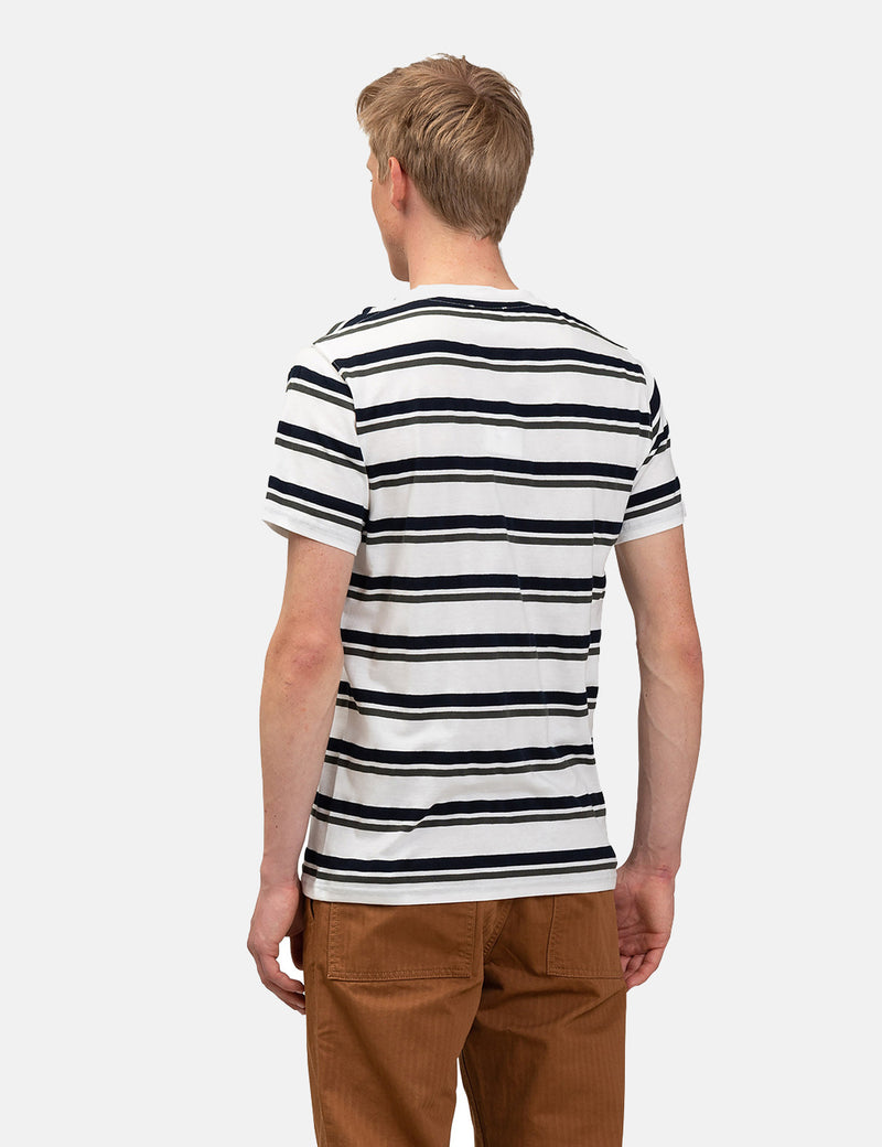 T-Shirt Norse Projects Niels Pique Stripe - Ivy Green/Dark Navy Blue