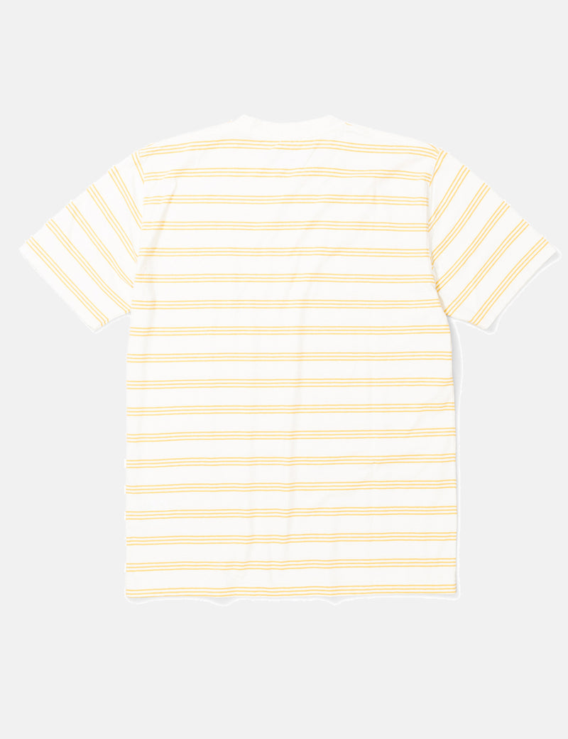 Norse Projects Johannes Cotton Linen Stripe T-Shirt - Sunrise Yellow