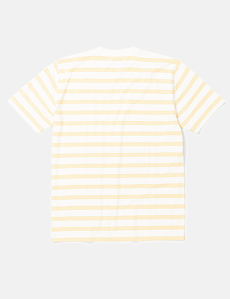 T-Shirt en Coton Lin Rayé Johannes Norse Projects - Sunrise Yellow