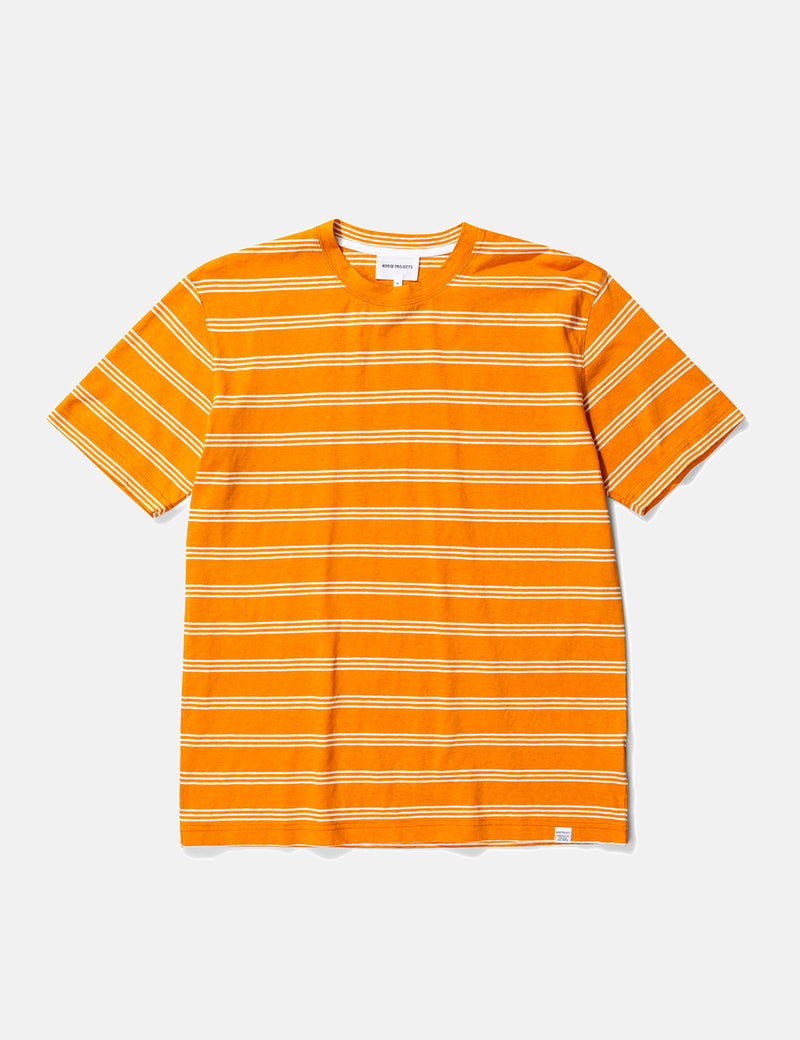 T-Shirt Rayé Coton Lin Johannes Norse Projects - Orange Cadmium