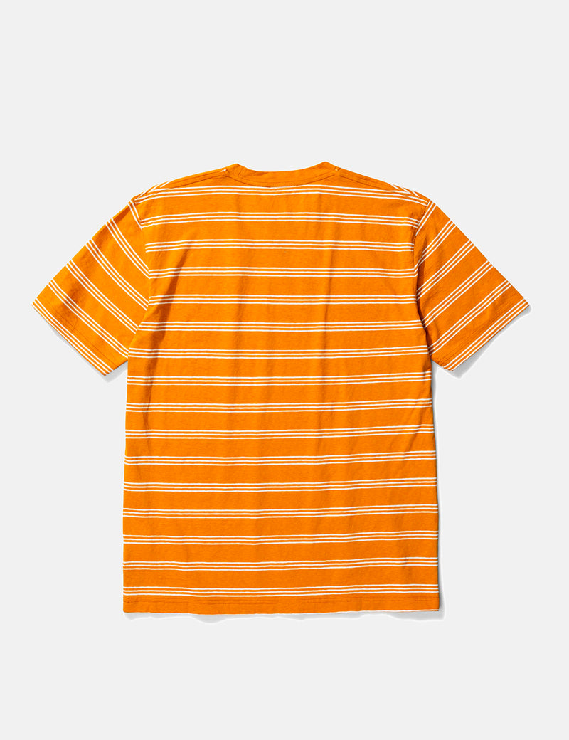 T-Shirt Rayé Coton Lin Johannes Norse Projects - Orange Cadmium