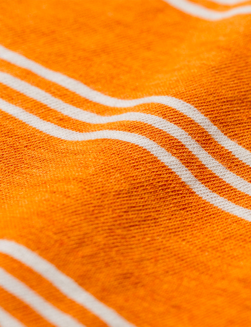 Norse Projects Johannes Cotton Linen Stripe T-Shirt - Cadmium Orange