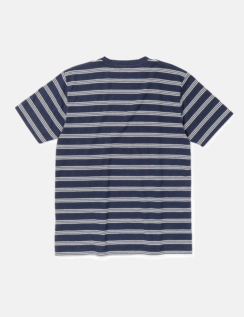 Norse Projects Johannes Cotton Linen Stripe T-Shirt - Dark Navy