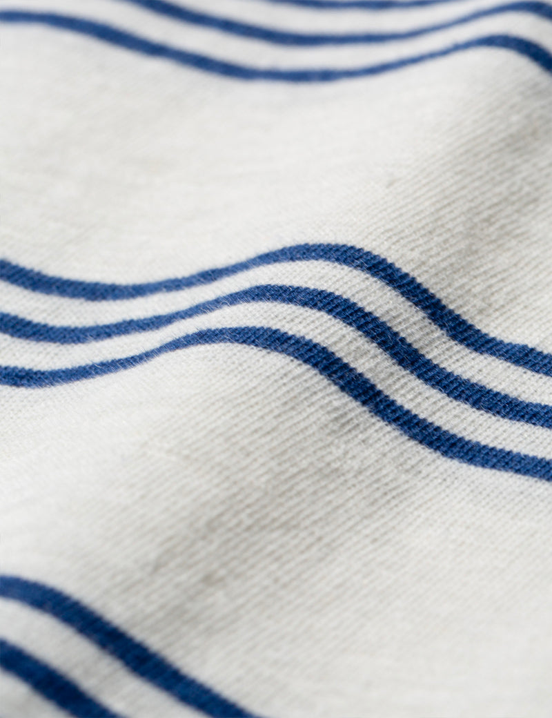 Norse Projects Johannes Cotton Linen Stripe T-Shirt - Twilight Blue