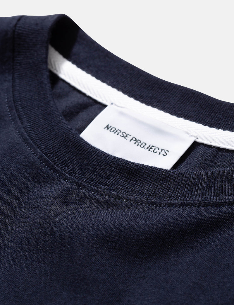 Norse Projects Niels Ivy Wave Logo T-Shirt - Dark Navy Blue