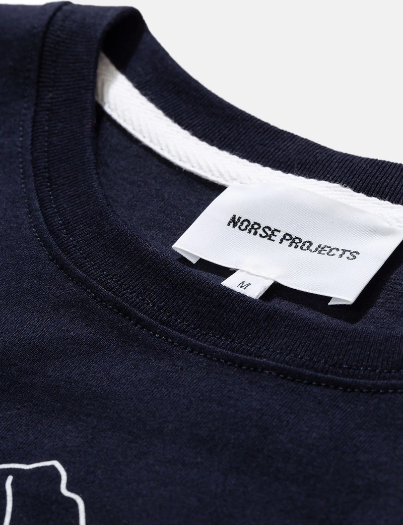 Norse Projects Niels Mountains T-Shirt - Dark Navy Blue