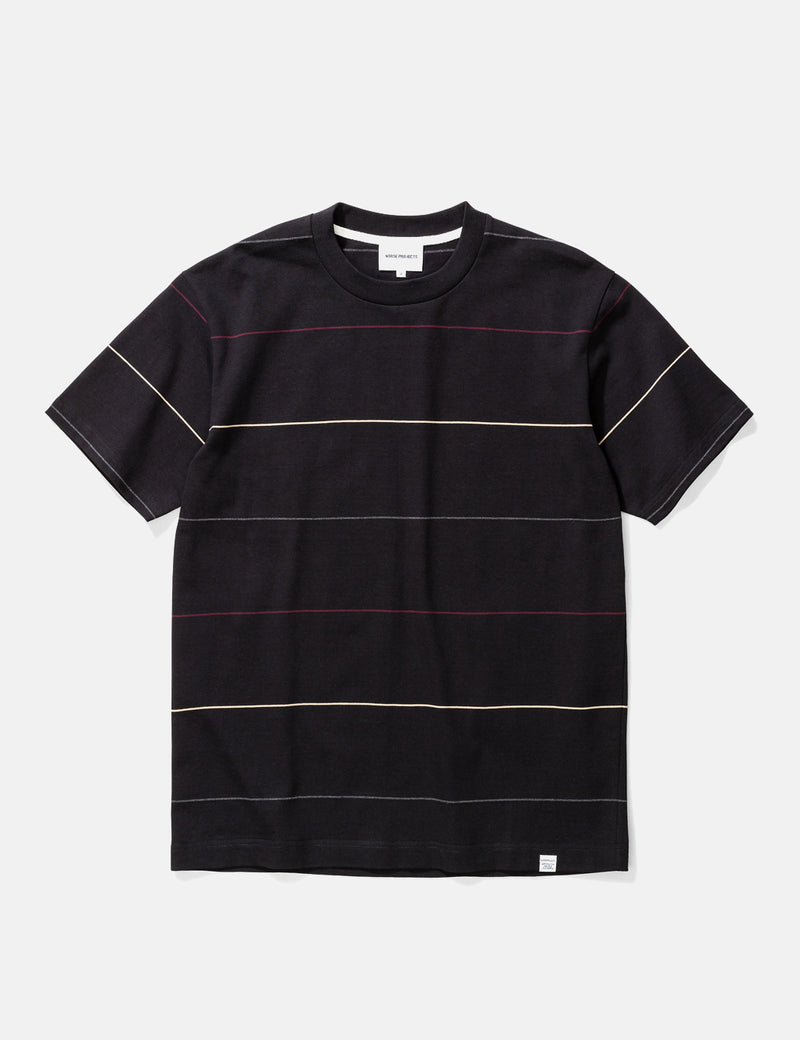 Norse Projects Johannes Thin Stripe T-Shirt - Black