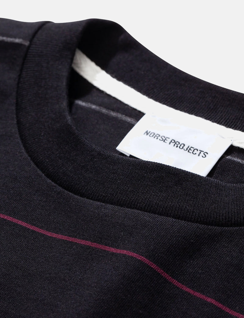 Norse Projects Johannes Thin Stripe T-Shirt - Black