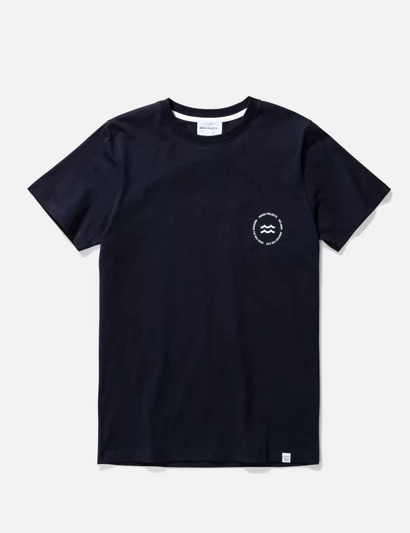 Norse Projects Niels Wave Emblem T-Shirt - Dark Navy Blue