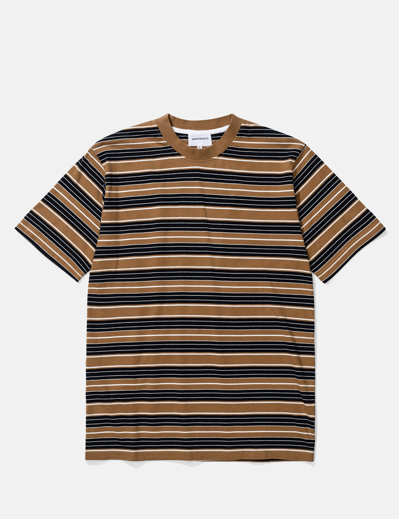 Norse Projects Johannes T-Shirt à Rayures Multi - Duffle Brown